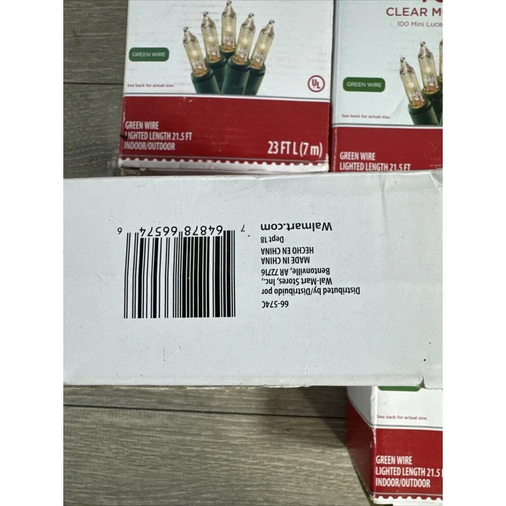 Christmas Holiday Time 100 Clear Mini Lights Green Wire 23 FT (7 m) Lot of 4 New